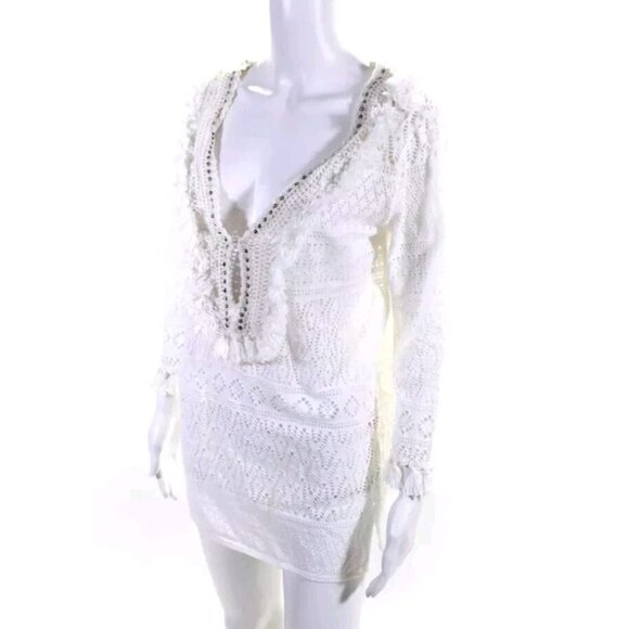 Calypso Saint Barth Women's 3/4 Sleeve Cover Up Mini Dress White Size S - Picture 2 of 6